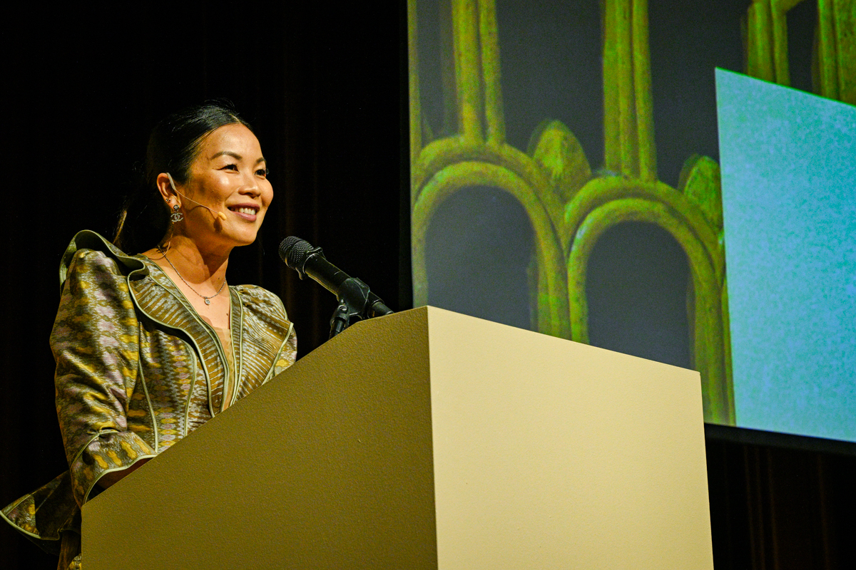 Speaker at the Celebrate Trade podium