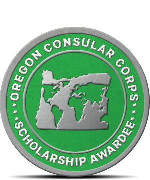 Oregon Consular Corps scholarship award badge